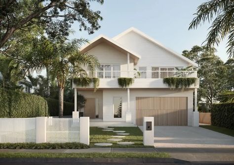 Modern Hamptons Style Exterior, Modern Coastal Home Exterior, Housing Landscape, Modern Queenslander, Modern Hampton, James Hardie, Light Hardwood Floors, Coastal Modern, The Local Project