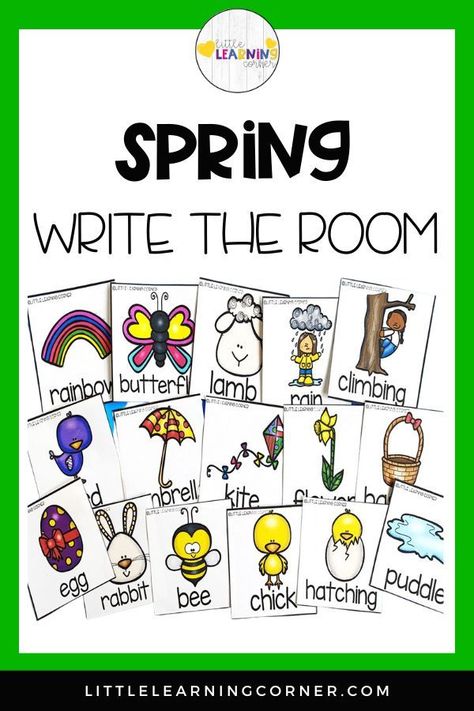 Spring Write the Room Do you need a fun Spring writing and vocabulary activity for your kids? If so, you’re going to love this Spring Write the Room for the month of March or April. Many early childhood educators use Write the Room as (read more..) #spring #writetheroom #kindergarten #prek #firstgrade Spring Write The Room Kindergarten Free, Spring Write The Room, Spring Vocabulary Words, Writing Center Kindergarten, Spring Vocabulary, Learning Corner, Spring Kindergarten, Spring Writing, Kindergarten Themes