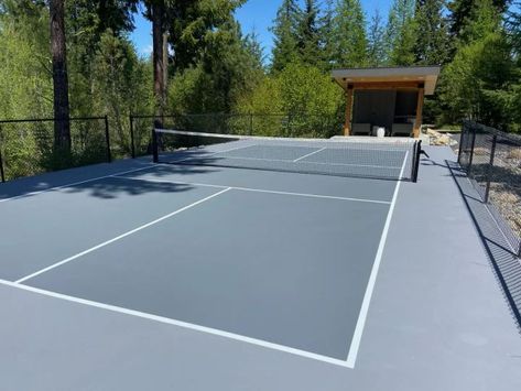 Pickle Ball Court Backyard Ideas, Pickleball Backyard, Pickle Ball Backyard, Pickleball Court Backyard, Pickle Ball Court Backyard, Indoor Pickleball Court, Backyard Pickleball Court, Home Pickleball Court, Pickle Ball Court Colors