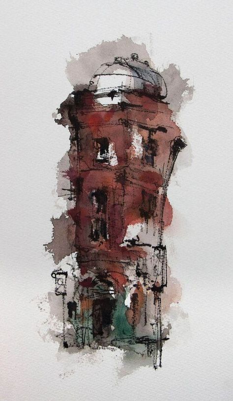 | [by Emma Fitzpatrick] Emma Fitzpatrick, Leicester Uk, Coast Of Ireland, Architecture Drawing Sketchbooks, Urban Painting, Fine Art Printmaking, Watercolor Architecture, Travel Painting, Environment Art