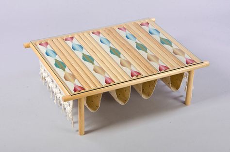 Mori table with textile, Mestiz Kitchen Wood Design, Textile Furniture, Hello Design, Mexico Design, Minimal Furniture, Wood Interior Design, Wood Wallpaper, Wood Accessories, Chaise Design