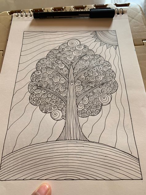 Tree Of Life Sketch, Zentangle Tree, Zentangle Trees, Tree Zentangle, Doodle 101, Tree Drawings, Tree Doodle, Life Sketch, Mandela Art