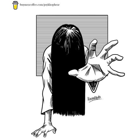 Completed an art commission for a client who wanted Sadako from The Ring. Commission is always open. Kindly send your request to my BuyMeACoffee page The Ring Drawing Horror, Sadako Tattoo, The Ring Tattoo Horror, Sadako Horror, The Ring Sadako, The Ring Horror, Sadako The Ring, Horror Art Ideas, The Ring Movie