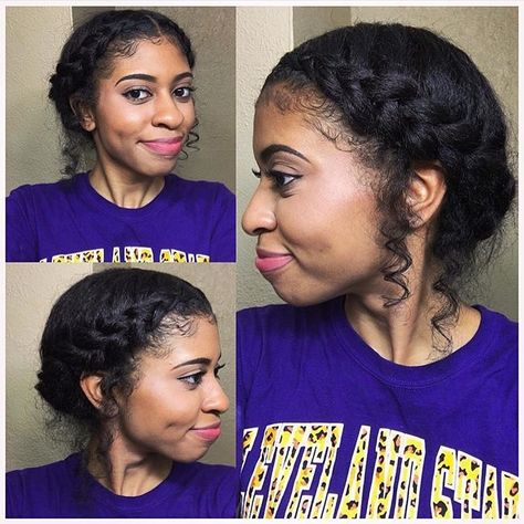 Cute! @betru2_yourself 💗💗💗💗 Low Tension Updos, Protective Hairstyles For Natural Hair, Beautiful Natural Hair, Pelo Afro, Natural Hair Styles Easy, Natural Hair Updo, Penteado Cabelo Curto, Natural Hair Inspiration, Goddess Braids