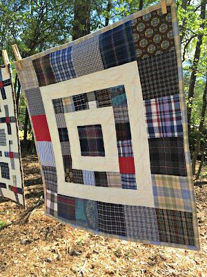 Remembrance Quilts, Memory Quilts From Clothes Men, Memory Quilts From Clothes, Quilts Ideas Patterns, Quilts For Men Patterns, Block Quilt Ideas, Plaid Quilts, Family Quilt, Ideas For Sewing