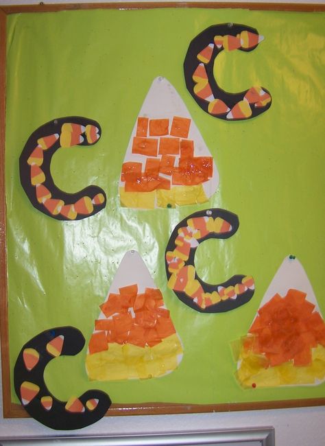 Greatest Resource Preschool - C is for Candy Corn! C Is For Candy Corn, Christian Preschool Crafts, Corn Theme, Corn Crafts, Letter C Crafts, Preschool Alphabet Letters, Preschool Letter Crafts, Candy Corn Crafts, Classroom Halloween