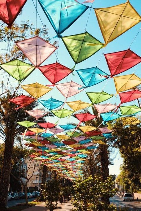 Striking And Easy Kite Decoration Ideas For Small Weddings Kite Decoration, Kite Festival, Sensory Garden, Deco Originale, Kites, The Ceiling, Outdoor Art, Photojournalism, Public Art