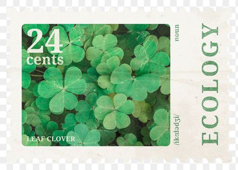 Stamp Aesthetic, Clover Background, Leaves Collage, Clover Leaves, Leaf Collage, Png Aesthetic, Postage Stamp, Aesthetic Stickers, Scrapbook Stickers