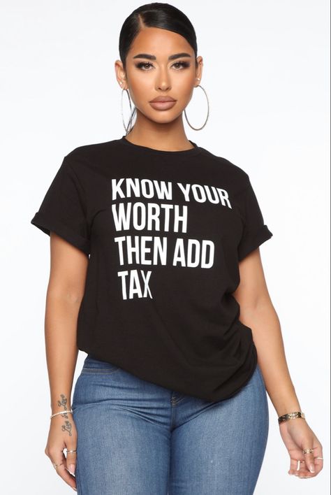 Know Your Worth, Cute Shirt Designs, Short Sleeve Tunic, T Shirts With Sayings, Womens Loungewear, Cute Shirts, Tunic Top, Women Lingerie, Jumpsuits For Women