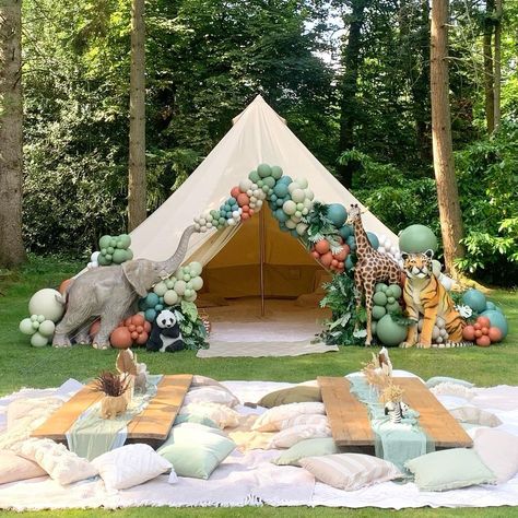 Meri Meri Jungle Party, Tent Decorations, Bell Tent, Jungle Party, Safari Party, Safari Baby, Perfect Garden, Wild Ones, In The Wild