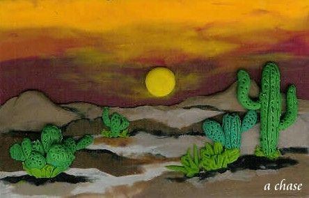 Deserted Sunset | Flickr - Photo Sharing! Polymer Clay Landscape, Clay Landscape, Clay Garden, Desert Clay, Clay Figurines, Kids Clay, Clay Things, Pot Ideas, Desert Art