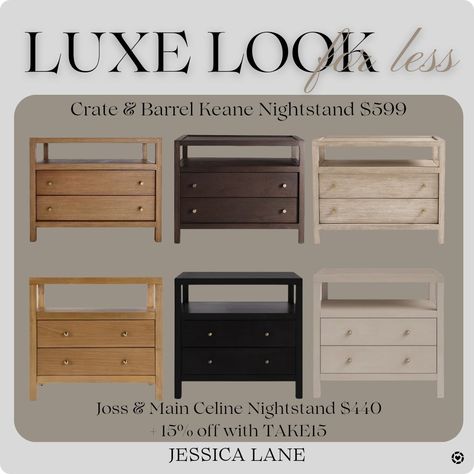 Luxe look for less, nightstand edition. The crate and Barrel Keane nightstand vs the Joss and Main Celine nightstand. Luxe look for less, nightstands, nightstand dupe, Crate & Barrel nightstand, Keane nightstand, Celine nightstand, Joss and Main, bedroom furniture Follow me in the @LTK shopping app to shop this post and get my exclusive app-only-content! #liketkit #LTKhome #LTKsalealert #LTKstyletip @shop.ltk https://liketk.it/4ssGN Crate And Barrel Keane Nightstand, Crate And Barrel Nightstand Diy, Keane Night Stand, Keane Nightstand, Barrel Nightstand, Crate And Barrel Bedroom, Bf List, Oversized Nightstand, Mismatched Nightstands