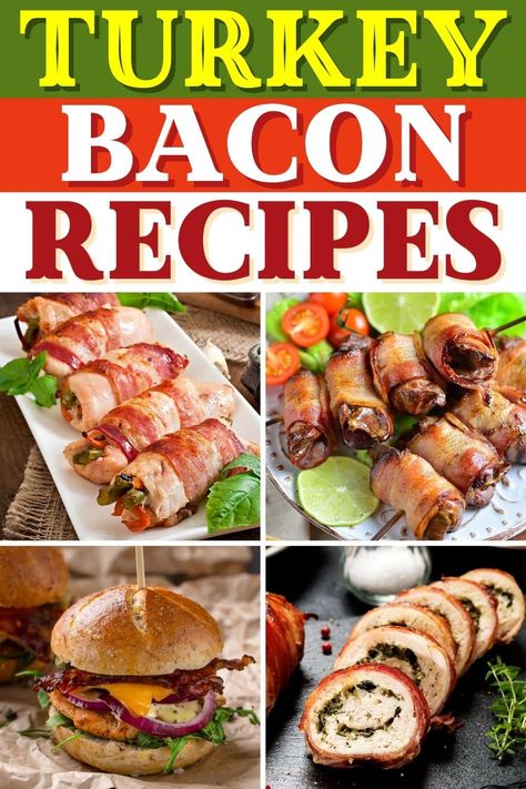 Try these turkey bacon recipes for healthy alternatives to pork. From quesadillas to tacos to soup, these flavorful meals are just too good. Recipes Using Turkey Bacon, Turkey Bacon Recipes Dinners, Turkey Bacon Dinner Ideas, Turkey Bacon Appetizers, Turkey And Bacon Recipes, Turkey Bacon Breakfast Recipes, Recipes With Turkey Bacon, Best Turkey Bacon, Turkey Bacon Breakfast