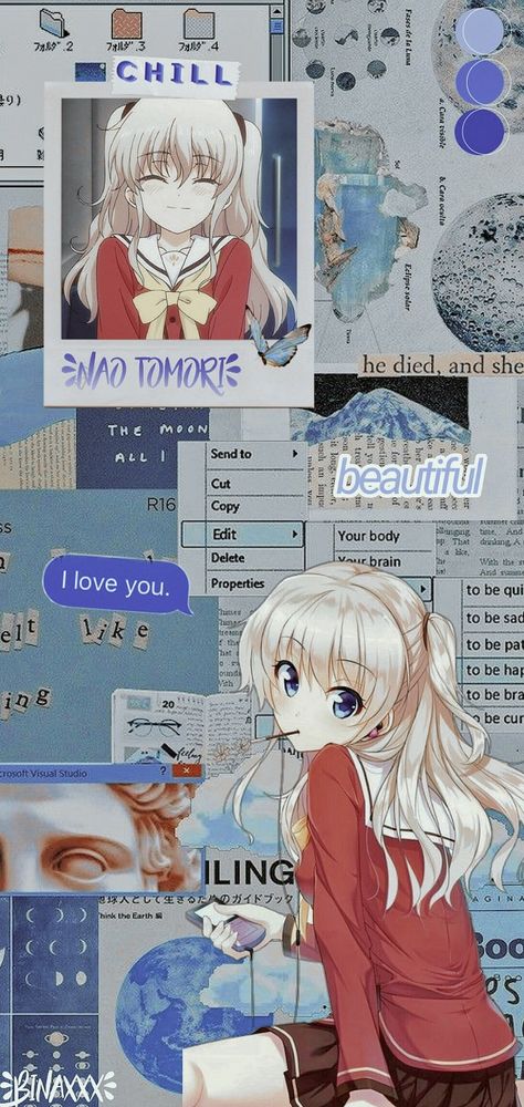 Charlotte Aesthetic, Charlotte Wallpaper, Aesthetic Wallpaper Blue, Phone Anime, Charlotte Anime, Japan Graphic Design, Anime Places, We Bare Bears Wallpapers, Wallpapers Anime