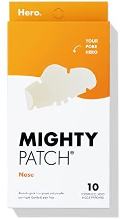 AmazonSmile: Mighty Patch Nose from Hero Cosmetics - XL Hydrocolloid Patches for Nose Pores, Pimples, Zits and Oil - Dermatologist-Approved Overnight Pore Strips to Absorb Acne Nose Gunk (10 count) : Beauty & Personal Care Hydrocolloid Patches, Mighty Patch, Nose Pores, Nose Cleaner, Pimples Overnight, Tighten Loose Skin, Extra Skin, Pore Strips, Nose Contouring