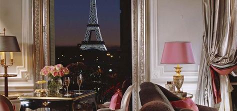 Eiffel. Hotel Plaza Athenee Paris, French Style Apartment, Suite Room Hotel, Plaza Athenee Paris, Tower Eiffel, Parisian Hotel, Plaza Athenee, Stunning Hotels, Luxury Hotel Room