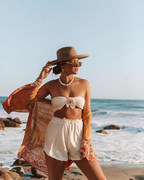 Jamie Kidd (@jamienkidd) posted on Instagram: “We haven’t been able to touch the ocean in months, something we used to do almost daily! We planned our trips around the ocean and places…” • May 16, 2020 at 4:19pm UTC Rancher Hat Outfits, Panama Hat Outfit, Hat Summer Outfit, Cotton Tunics For Women, Hat Outfit, Rancher Hat, Summer Wraps, Maxi Romper, Beanie Style