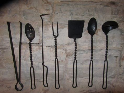 Hand Forged BBQ Tools- Perfect Gift for that Master Griller in the family. Cooking Over Fire, Barbecue Tools, Bbq Pit, Grilling Tools, Bbq Tools, Tool Gifts, Garden Crafts, Outdoor Cooking, Blacksmithing