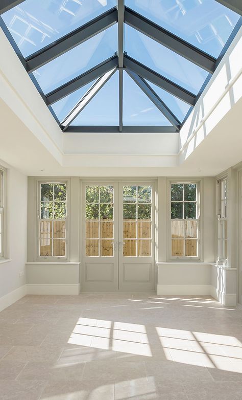 Skylight Patio, Skylight Living Room Ceilings, Bedroom With Skylight Ceilings, Skylight Aesthetic, Sky Light, Skylights Ideas Ceilings, Skylight Ideas Roof Light Glass Ceiling, Sky Light Ideas Glass Roof, Skylights In Truss Roof