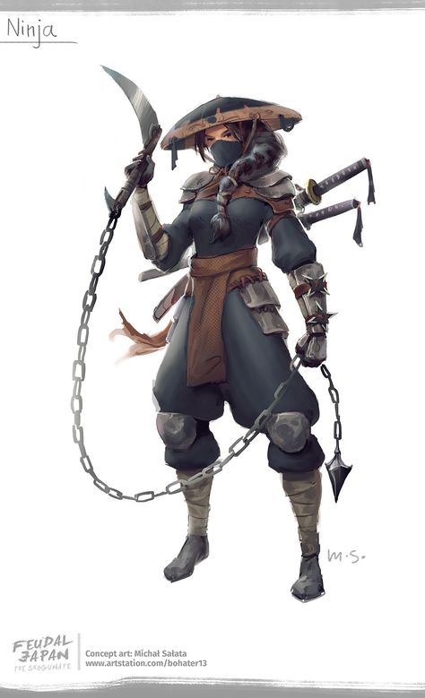 ArtStation - Feudal Japan Shogunate, Michał Sałata Mutants And Masterminds, Female Ninja, Arte Ninja, Feudal Japan, Samurai Artwork, Savage Worlds, Ninja Art, Shadow Warrior, Female Character Concept