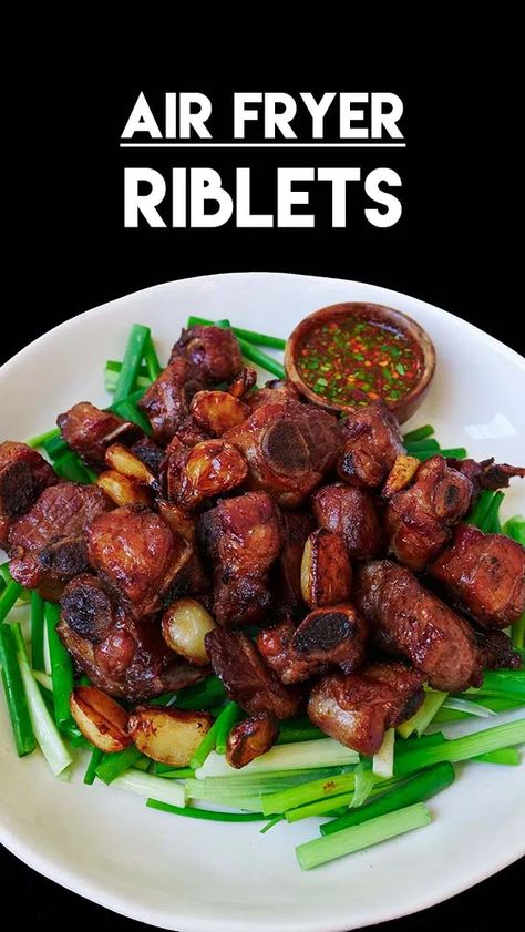 Air Fryer Riblets Recipe & Video - Seonkyoung Longest Pork Riblets Recipe, Doenjang Recipe, Chow Fun Recipe, Riblets Recipe, Pork Riblets, Beef Curry Recipe, Bulgogi Recipe, Seonkyoung Longest, Crispy Pork Belly