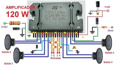 Amplificador 12v, Custom Speaker Boxes, Electrical Wiring Colours, Amplificatori Audio, Diy Audio Projects, Basic Electronic Circuits, Diy Amplifier, Electronic Circuit Design, Electrical Circuit Diagram