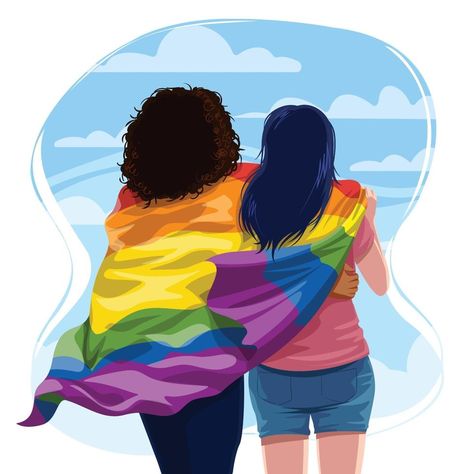 Lesbian Couple Hugging with Pride LGBTQ Flag Lgbtq Flag, Flag Drawing, Polygon Art, Draw Cute, Woman Loving Woman, Hugging Couple, Lgbtq Flags, Lgbt Art, Couple Wallpaper