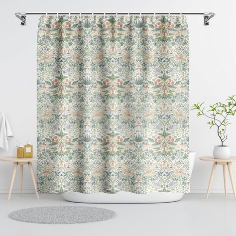 PRICES MAY VARY. 【Premium Material & Pretty Design】-- Our shower curtains are crafted from 100% polyester fabric, which is durable, non-fading and wrinkle-free for long term use. Vintage floral print using advanced HD pattern printing technology ensure this unique colorful painting shower curtain with bright colors and clear images, bring you a pleasant bath time. 【Large Size 】-- Shower curtain mearsures about 72"L x 72"W. The standard size is sure to fit most bathtubs and shower stalls. This vi Amazon Shower Curtains, Shower Curtain Farmhouse, Shower Curtain White, Green Shower Curtain, Vintage Shower Curtain, Shower Stalls, Cute Shower Curtains, Curtain White, Green Shower Curtains