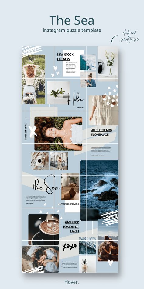 Puzzle Template Instagram, Instagram Feed Theme Layout, Instagram Fonts, Instagram Puzzle Template, Instagram Feed Planner, Puzzle Template, Instagram Font, Instagram Puzzle, Instagram Theme Feed