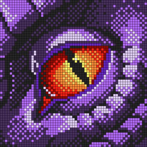 Dragon Eye Pixel Art, Detailed Pixel Art Grid, Alpha Pattern Cross Stitch, Dragon Alpha Pattern, Pixel Art Difficile, Graphgan Patterns Free, Pixel Drawing Ideas, Pattern Pixel Art, Pixel Dragon