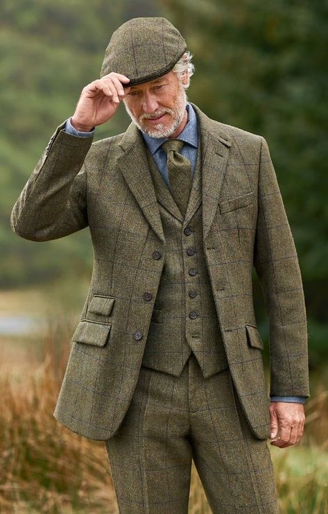 (1) X Older Mens Hairstyles, Hacking Jacket, Tweed Waistcoat, Tweed Trousers, Country Wear, Saxony, Crew Clothing, British Men, Green House