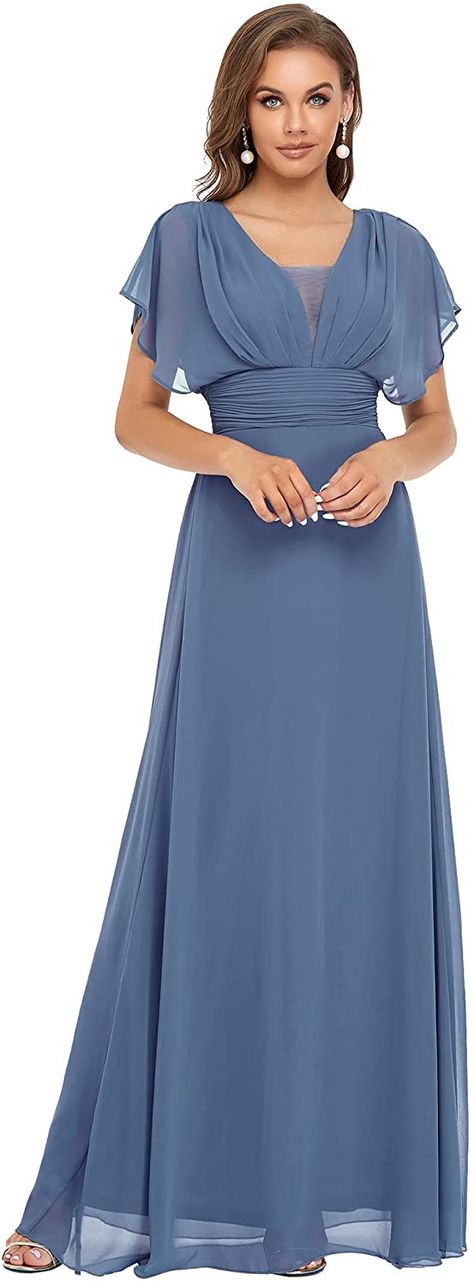 Empire Waist Evening Dress, Empire Waist Bridesmaid Dresses, Tulle Bridesmaid Dress, Plus Size Bridesmaid, Maxi Bridesmaid Dresses, Dress With Short Sleeves, Ever Pretty, Evening Dresses Plus Size, Bridesmaid Dresses Plus Size