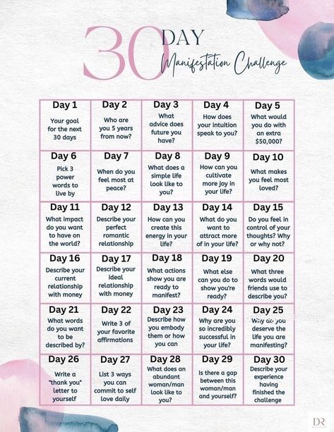 30 Day Manifestation Challenge, 10k Affirmation Challenge, 30 30 30 Method, Manifestation Challenge, 30 Day Challenges, June Challenge, Herbst Bucket List, Monthly Challenges, Pinched Nerve