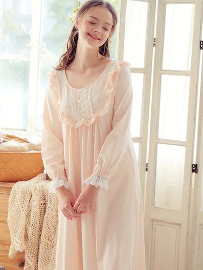 Shop Frill Trim Pearl Button Night Dress online. SheIn offers Frill Trim Pearl Button Night Dress & more to fit your fashionable needs. Night Dress Online, Nightgown Pattern, Night Dress For Women, Women's Nightgowns, Home Dress, Nightgowns, Shein Style, Dress Patterns, Night Dress