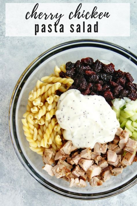 Cherry Chicken Pasta Salad, Dried Cherry Recipes, Cherry Chicken, Side Dish Easy, Quick Pasta Dishes, Healthy Pasta Salad, Poppyseed Dressing, Pasta Chicken, Chicken Pasta Salad