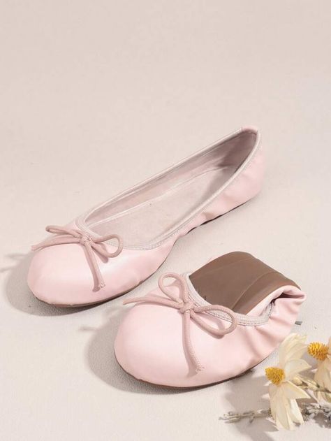 Free Returns ✓ Free Shipping✓. Women Bow Decor Flats, Preppy Pink Ballet Flats- Women Flats at SHEIN. Pink Ballet Flats, Preppy Pink, Pink Accessories, Bow Decor, Women Flats, Girly Shoes, Pink Collar, Pink Collars, Womens Ballet Flats