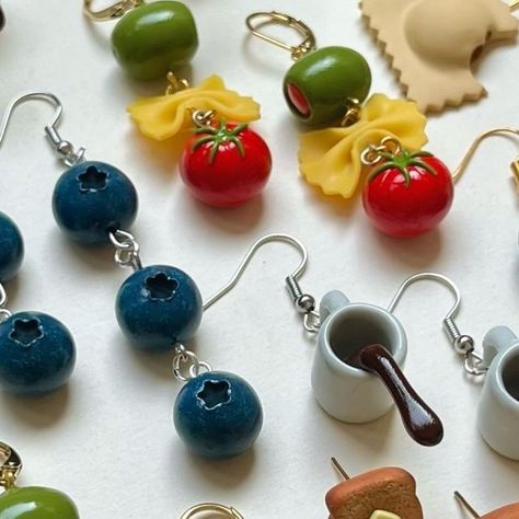 COFFEE & CLAY on Instagram: "The food earring collection is live!! Tap the link in bio and shop til you drop 🫒🍅🍝" Food Earrings, Polymer Clay Jewelry Diy, Earring Collection, Clay Food, Clay Jewelry Diy, Earrings Collection, Jewelry Diy, Polymer Clay Jewelry, Clay Jewelry