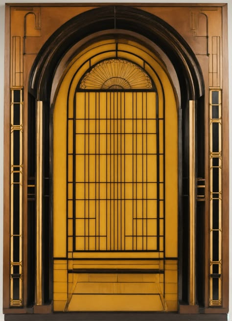 Art Deco Interior 1920s, Salon Lobby, Mirror Architecture, Art Deco Lobby, Doorway Design, Art Deco Entrance, Art Deco Windows, Leon Bakst, Interior Art Deco