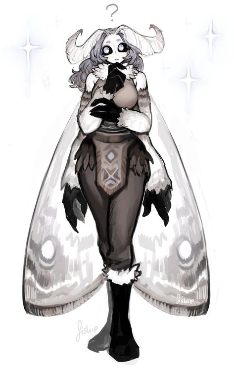 Moth Girl, Cute Moth, Monster Girl Encyclopedia, Moth Art, Fantasy Creatures Art, Creature Concept Art, Cute Monsters, Monster Girl, Dnd Characters