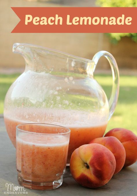 53 Sweet Summer Peach Recipes Frozen Peach Lemonade, Lemonade Slush, Peach Lemonade, Frozen Lemonade, Fresh Peaches, Smoothie Drinks, Party Drinks, Refreshing Drinks, Sangria