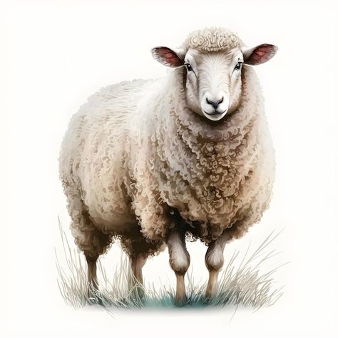 Sheep Tattoo, Sheep Drawing, Sheep Illustration, Sheep Paintings, Woodland Animal Art, Watercolor Paintings Of Animals, Farm Animal Party, Santa Art, Sheep Art