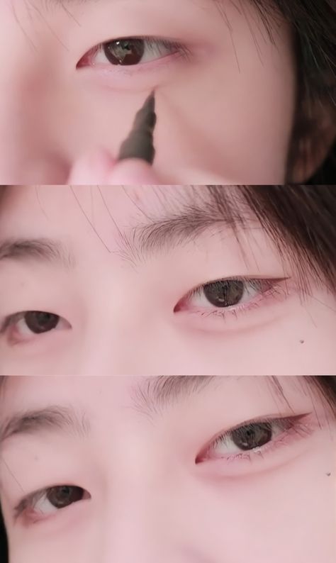 Monolids Aesthetic, Simple Japanese Makeup, Monolids Eye Makeup, Aegyosal Eyes, Monolid Eyes Makeup, Tapered Eyelid, Japanese Eyeliner, Eye Makeup Hacks, Monolid Eye Makeup