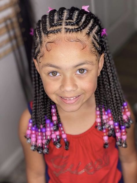 Braids For Kids With Beads, Little Black Girls Braided Hairstyles For Kids With Beads, Mixed Girl Braids Hairstyles, Little Mixed Girl Hairstyles Braids With Beads, Young Black Girls Braided Hairstyles, Mixed Girl Hairstyles Kids Braids, 5th Grade Hairstyles, Braids For Black Hair Kids, Hair Styles For Black Girls Kids