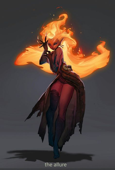 Fire/Water Genasi D&D Character Dump - Album on Imgur Fire Hair Illustration, How To Draw Fire Hair, Hair Fire Drawing, Fire Powers Reference, Fire Hair Character Design, Fire Hair Character, Red Skin Character Design, Fire Hair Oc, Red Skin Character