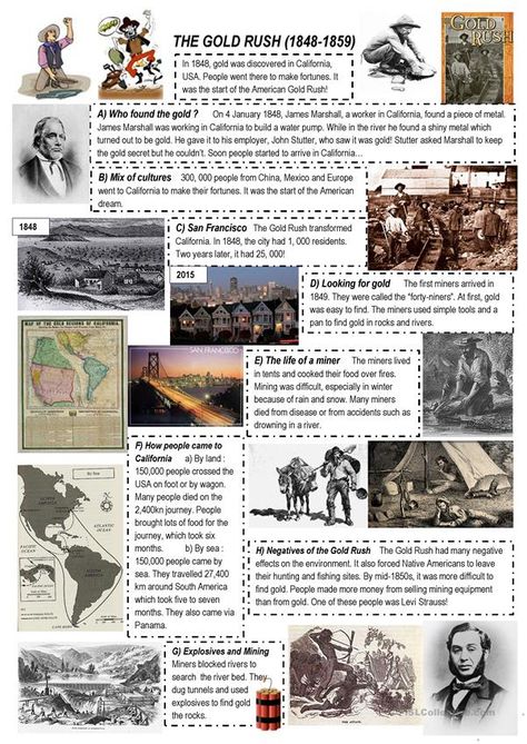 California Gold Rush Activities, Gold Rush Projects, Gold Rush Activities, Gold Rush Party, 4th Grade Worksheets, California Gold Rush, 4th Grade Social Studies, Ca History, The Gold Rush