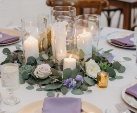 Green Wedding Centerpieces, Purple And Green Wedding, Green Centerpieces, Lilac Wedding, Sage Green Wedding, Wedding Fun, Lavender Wedding, Reception Ideas, Centre Pieces