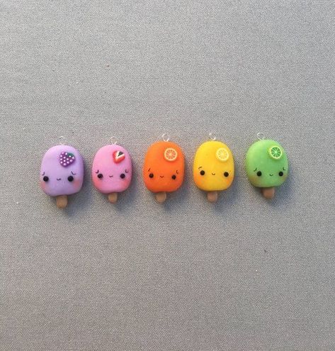 Polymer Clay Charms Kawaii, Clay Charms Kawaii, Cute Popsicle, Fimo Kawaii, Crea Fimo, Cute Gift Ideas, Kawaii Fruit, Polymer Clay Kawaii, Polymer Clay Diy