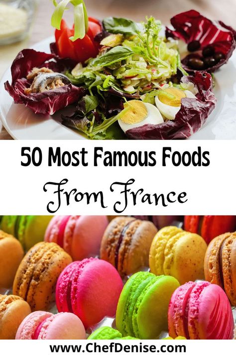 Salad Nicoise and Macaron, 2 famous foods from France Popular French Food, French Foods, Popular Dishes, France Travel Guide, French Dishes, French Food, Europe Travel Tips, Food Tours, Foods To Eat