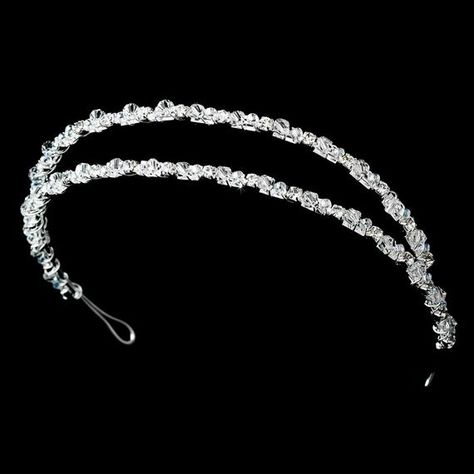 Elegant Silver Swarovski Crystal & Rhinestone Double Row Headband Y8410 Double Headband, Crystal Bridal Headband, Fairytale Bridal, Diamond Headband, Fashion Headbands, Tiara Headband, Silver Headband, Headband Tiara, Crystal Headband