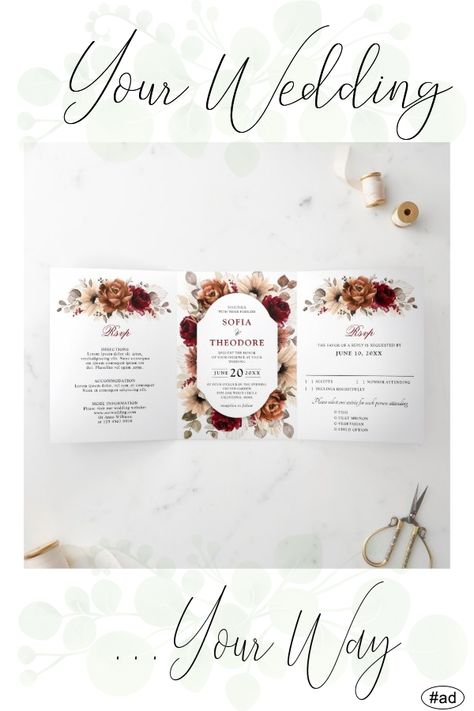 Burnt Orange Wedding Invitations, Boho Wedding Pampas, Floral Theme Wedding, Chic Boho Wedding, Color Roses, Orange Wedding Invitations, Burnt Orange Weddings, Mauve Wedding, Terracotta Color